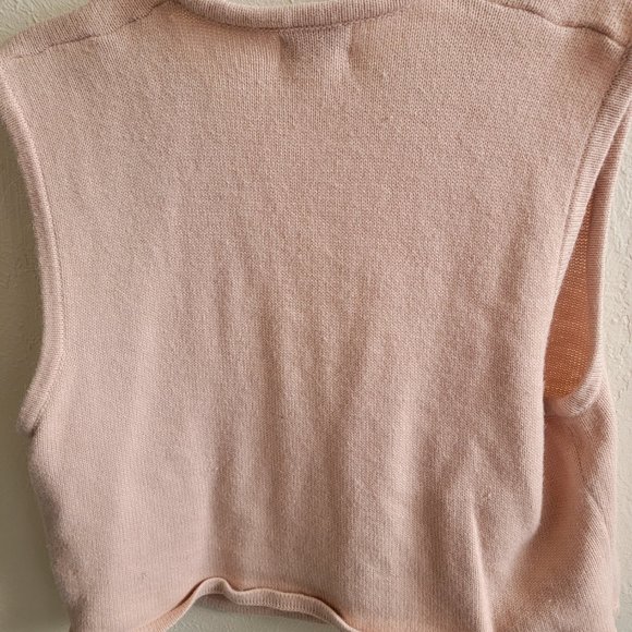 Vintage Pink Beaded Floral Cricket Lane Acrylic Sweater Vest - Picture 2 of 5